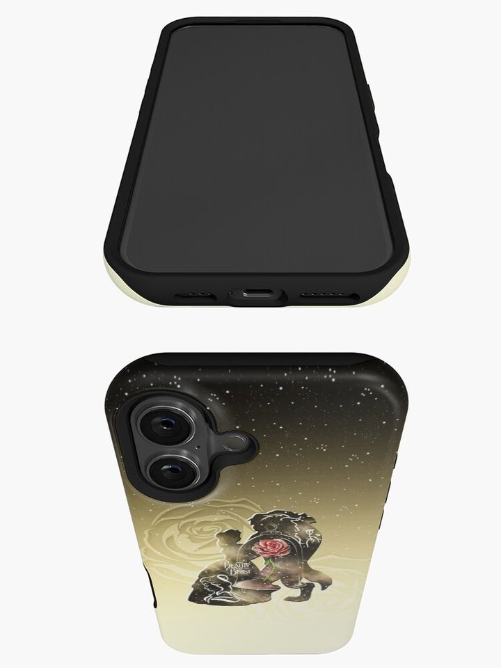 Beauty - Beast - Gold Red Rose Couple Romantic Magic Enchanted Love iPhone Case