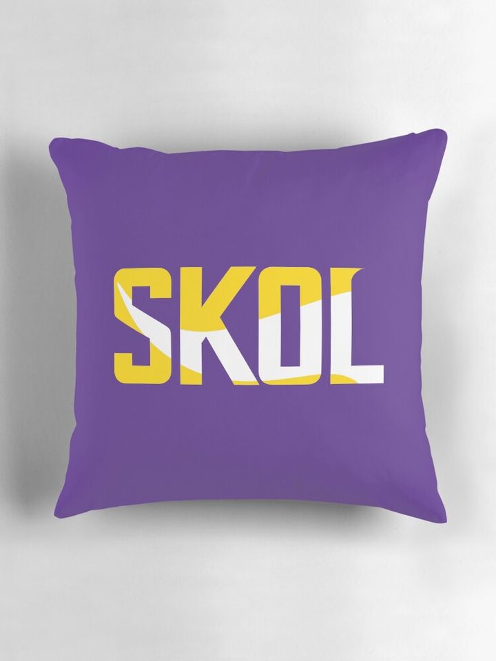Minnesota Vikings Skol Text Design Pillow