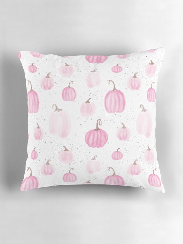 Pink Watercolor Pumpkins Pillow
