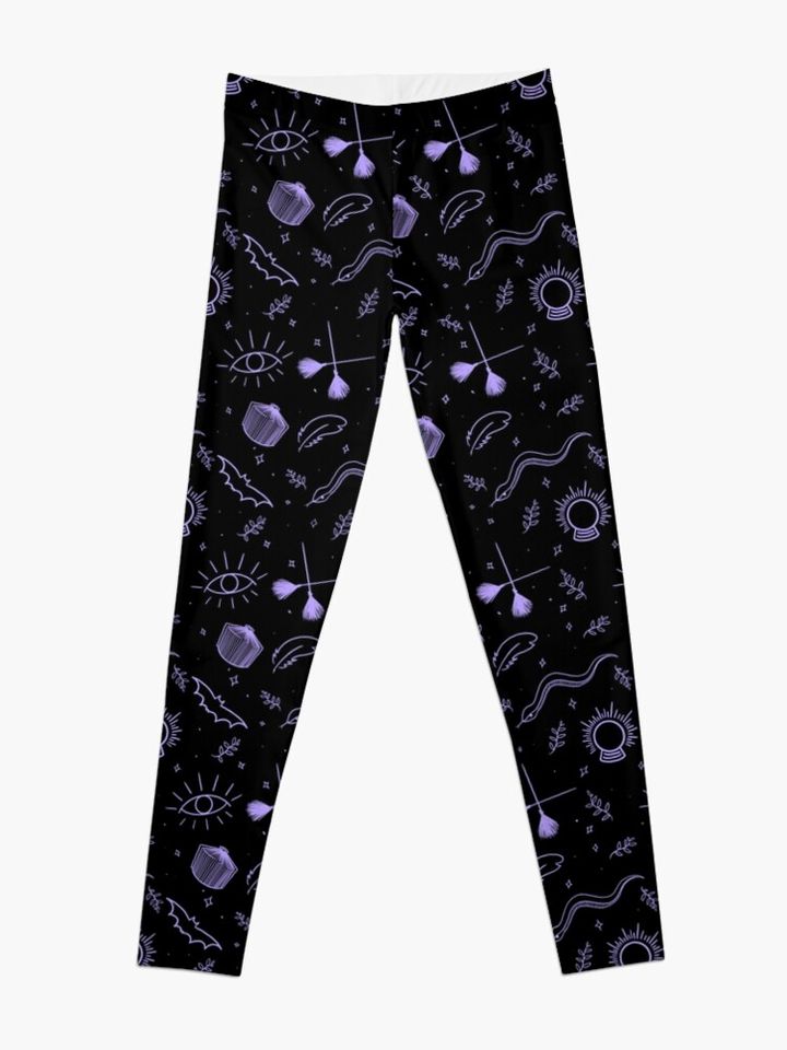 Magical Purple Witch Pattern Leggings