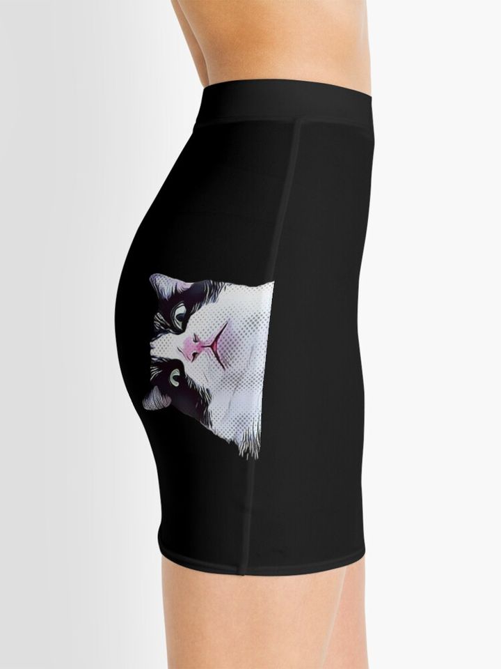Peeking Suspicious Cat  Mini Skirt