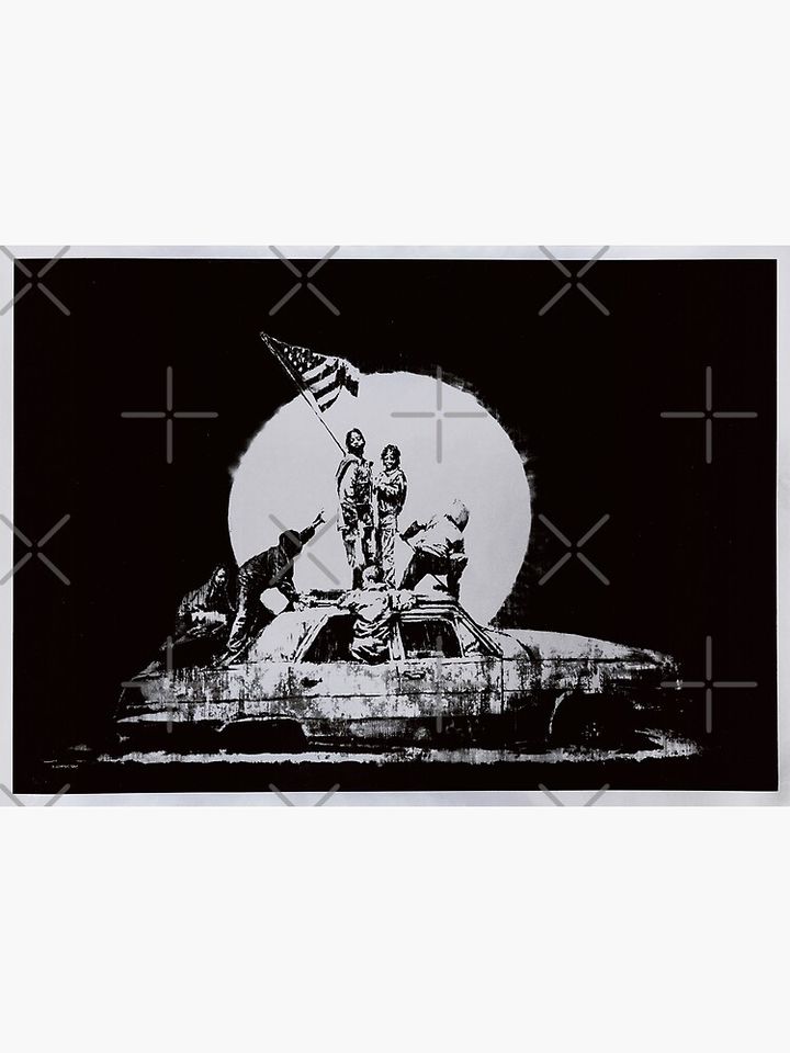 BANKSY FLAG SILVER Premium Matte Vertical Poster