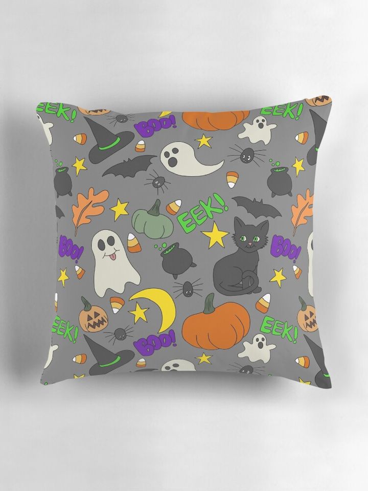Silly Halloween Doodles Pillow