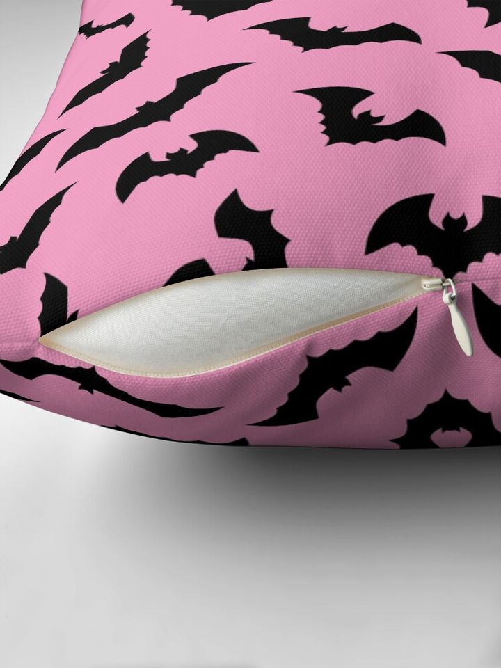 Pastel goth pink black bats Pillow