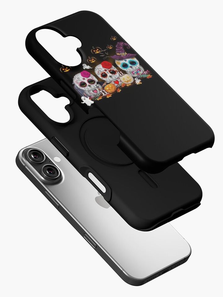Funny Owl Sugar Skull Pumpkin Hat Witch Halloween iPhone Case