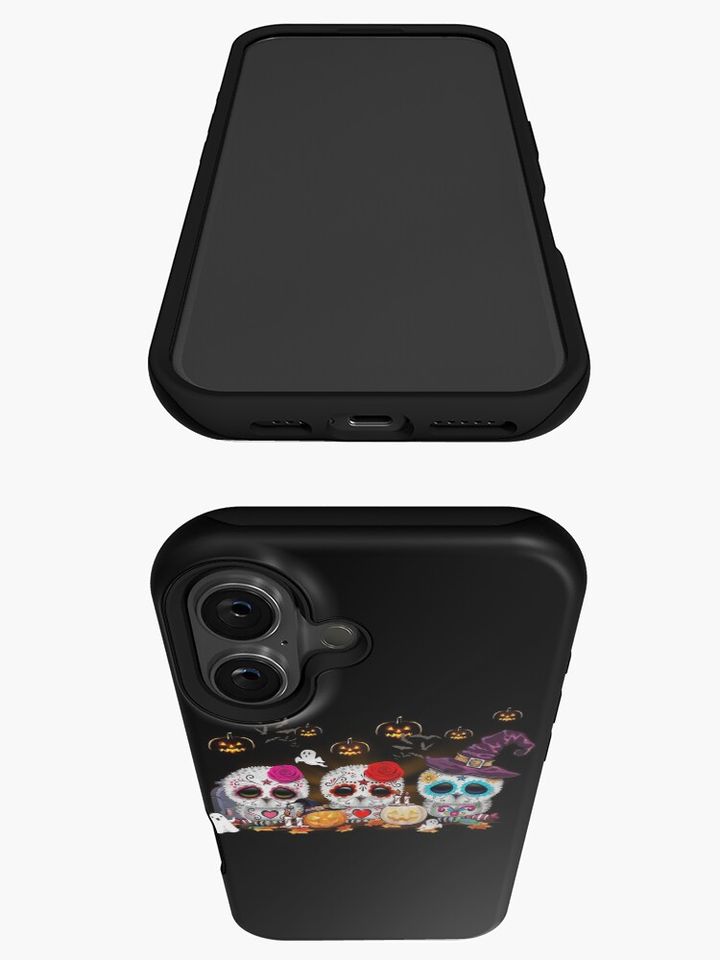 Funny Owl Sugar Skull Pumpkin Hat Witch Halloween iPhone Case
