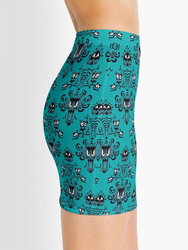 Teal Haunted Mansion Mini Skirt