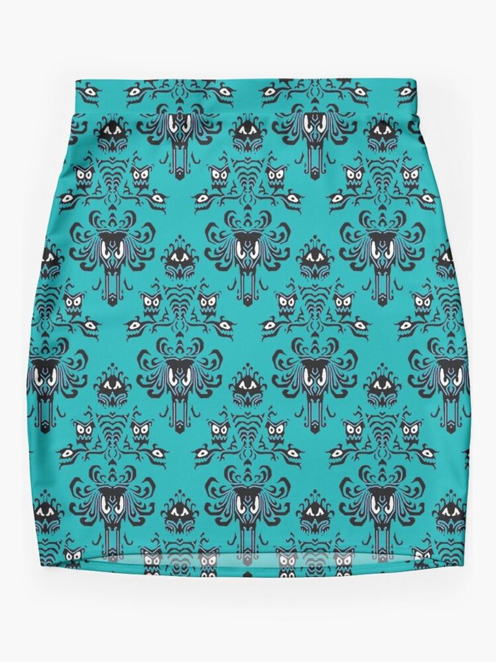 Teal Haunted Mansion Mini Skirt