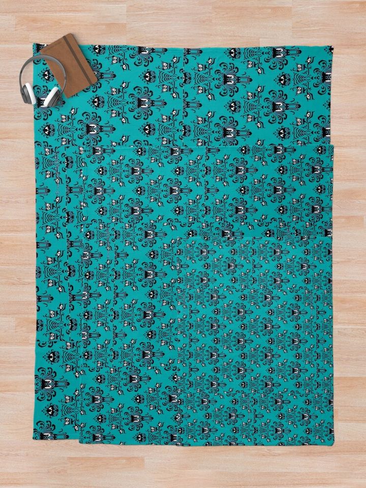 Teal Haunted Mansion Throw Blanket