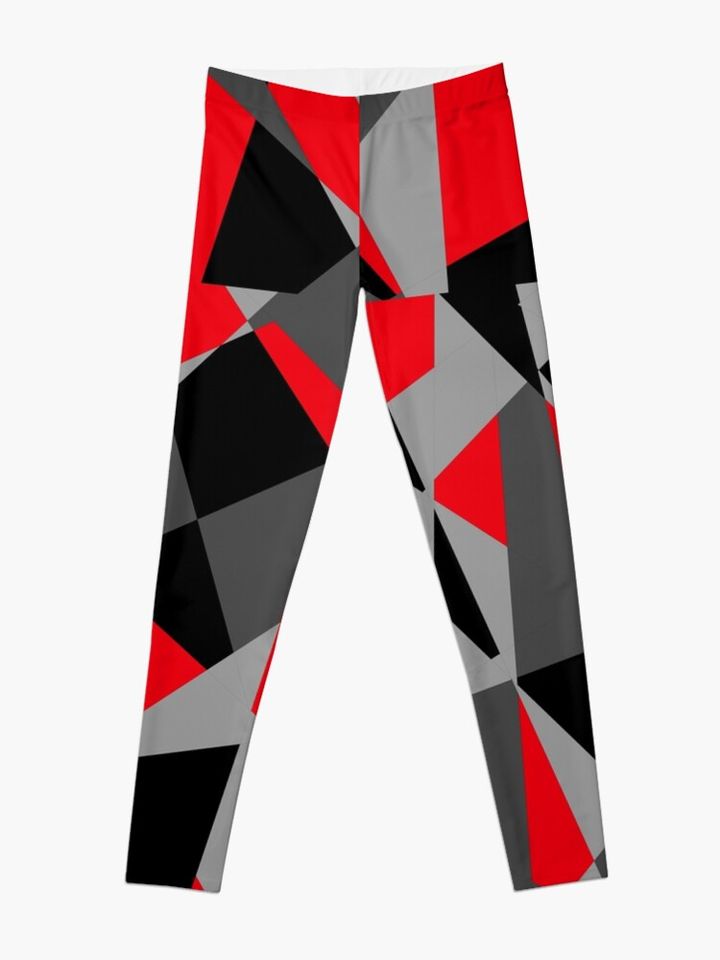 Black, Gray, Red Camo Pattern Leggings