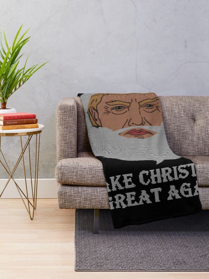 trump make christmas great again ugly christmas  Throw Blanket