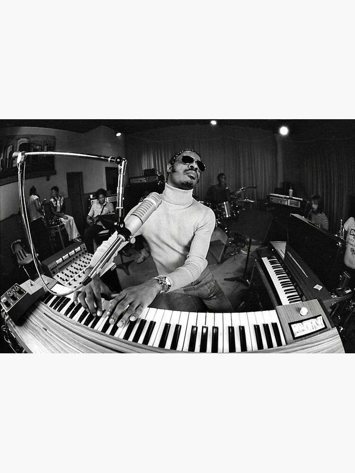 Stevie Wonder black and white Premium Matte Vertical Poster