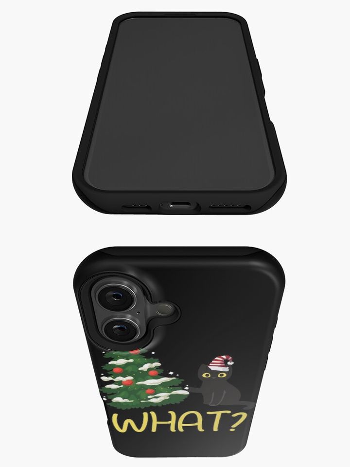 Black Cat Pushing Christmas Tree Over  iPhone Case