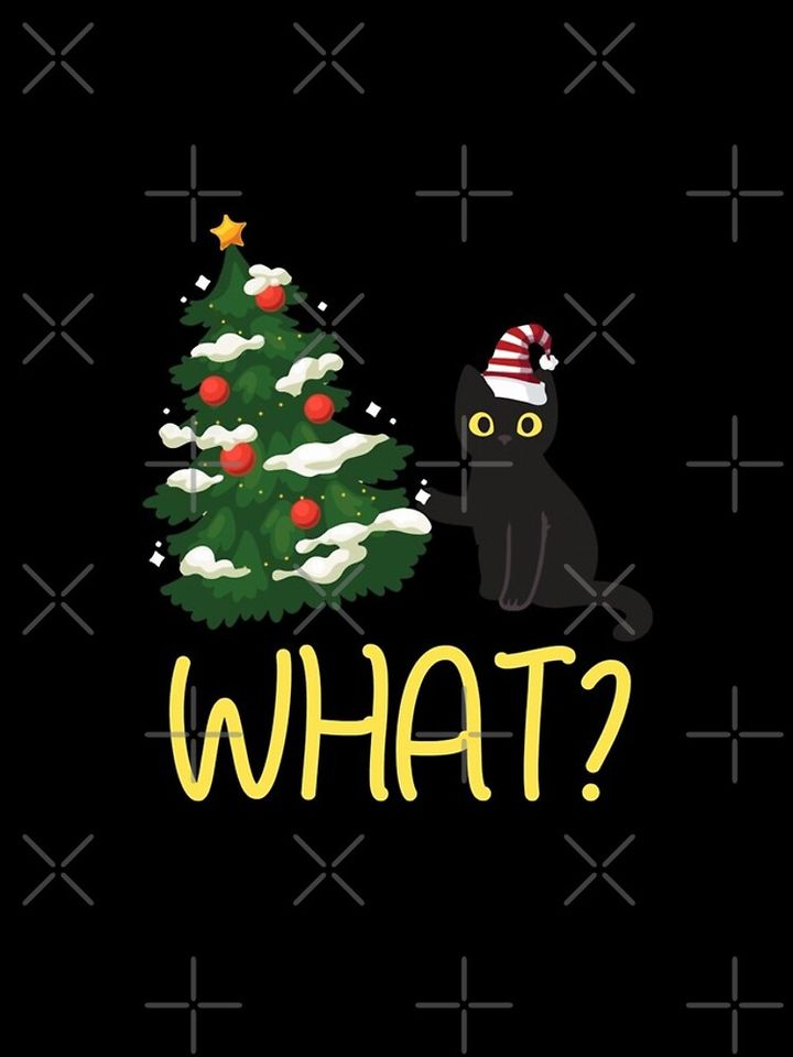 Black Cat Pushing Christmas Tree Over  iPhone Case