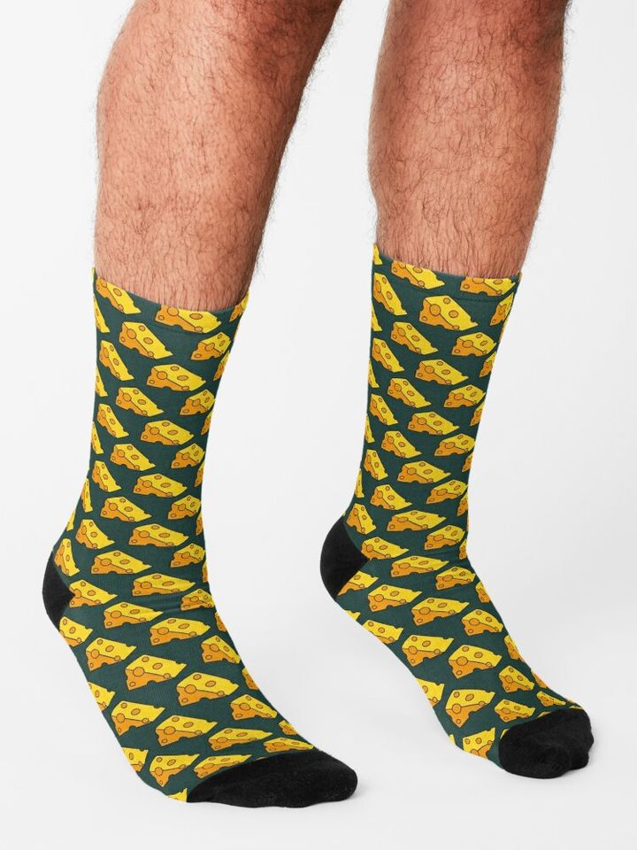 Wisconsin Cheese State Cheesehead Cheese Head Pattern Socks
