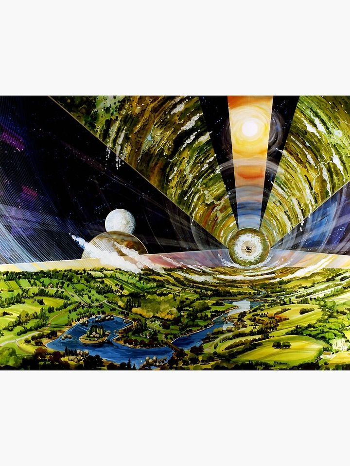 NASA ARC O'Neill Cylinder Interior Art Premium Matte Vertical Poster
