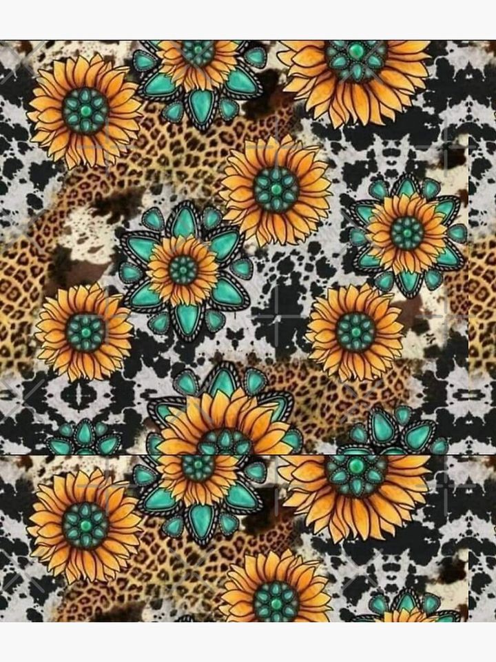 Sunflower Turquoise Cow Print  Backpack