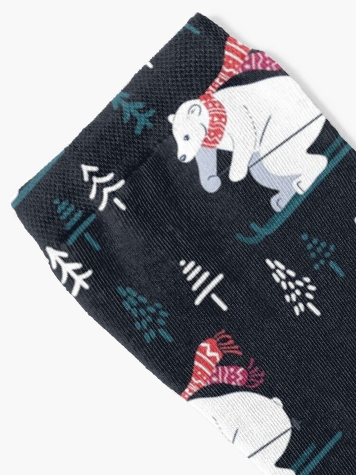 Polar bear ski -  adorable winter animals  Socks
