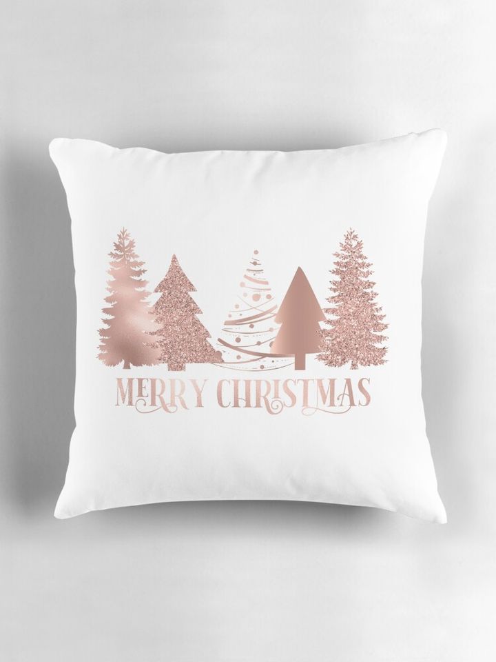Rose gold Pink Merry Christmas  Pillow