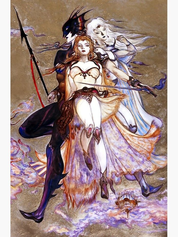 Yoshitaka Amano - Rosa, Kein, Cecil (Final Fantasy IV) Premium Matte Vertical Poster