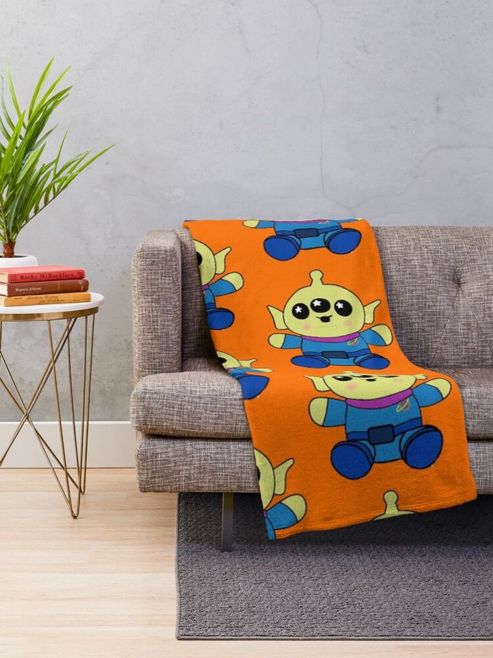 Green Toy Alien Plush Throw Blanket