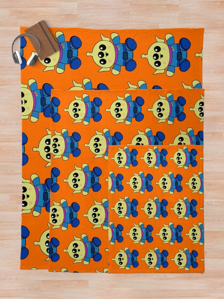 Green Toy Alien Plush Throw Blanket
