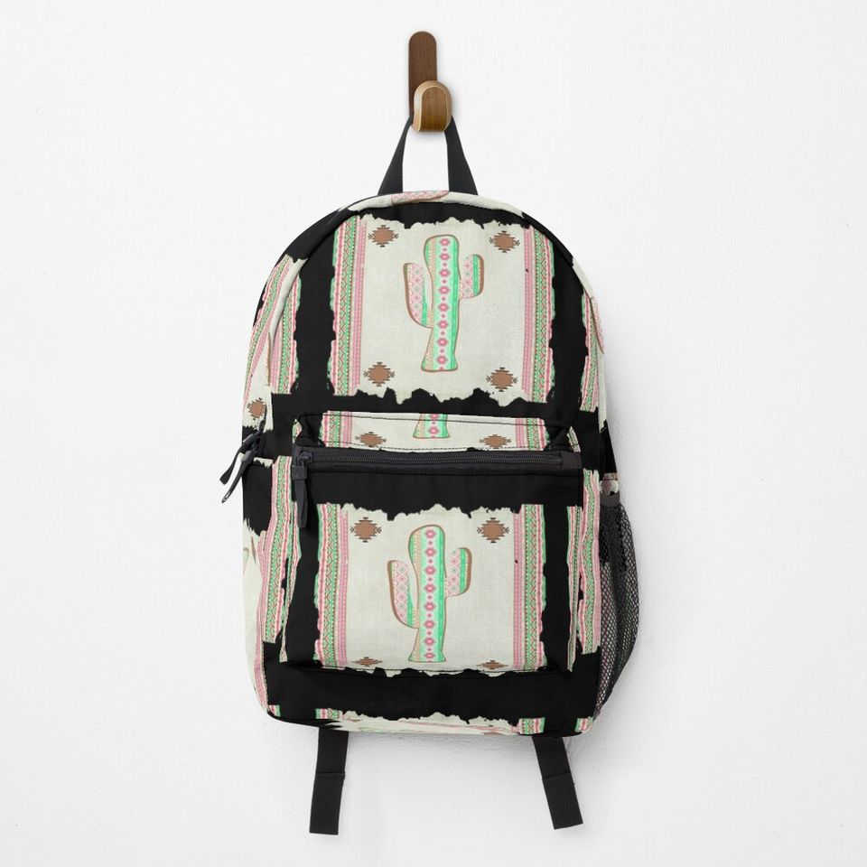 Native American Pattern Aztec Cactus Boho Chic Backpack