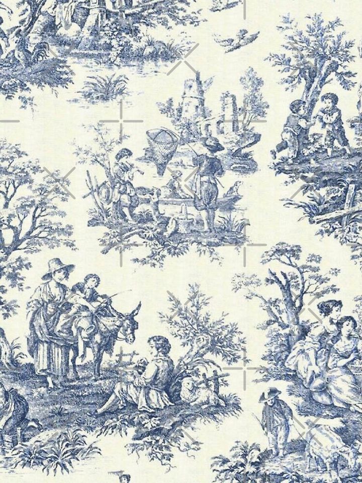 Powder Blue French Toile Picnic Designs Leggings