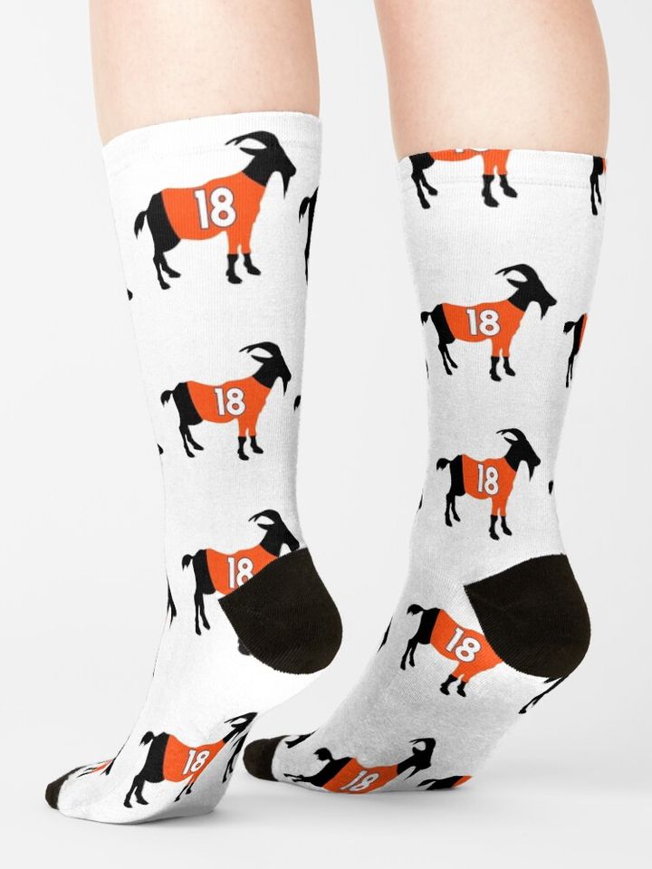 Peyton Manning GOAT Socks, Gift For Fan