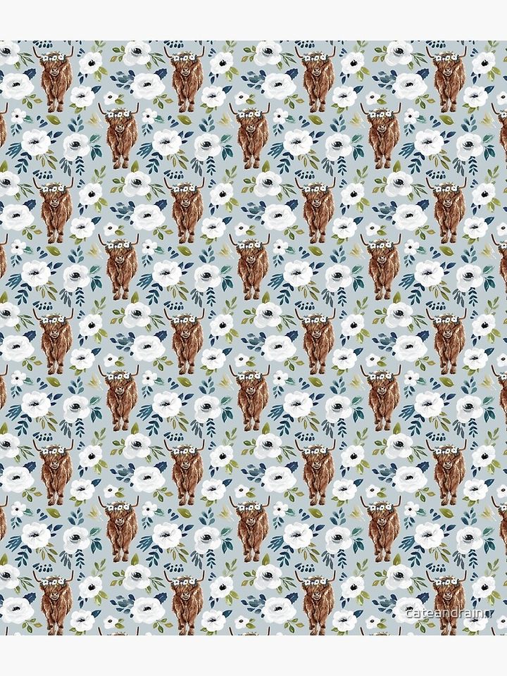 Highland Cow with Flowers Backpack