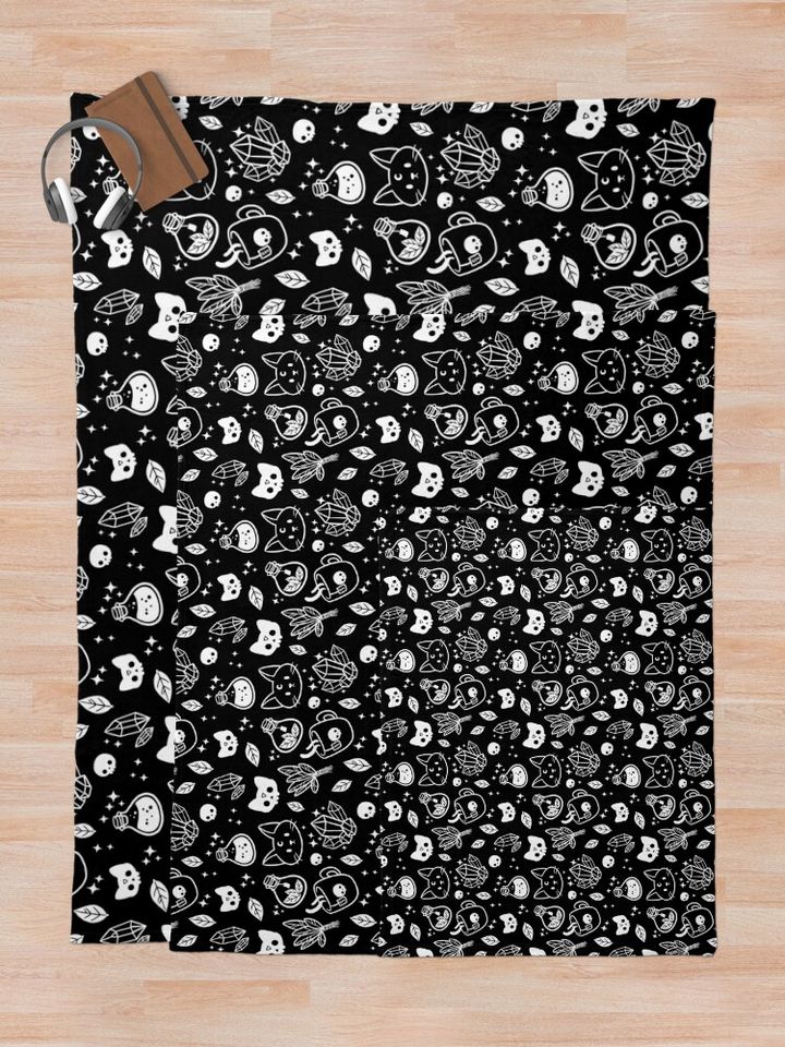 Herb Witch // Black and White | Nikury Throw Blanket