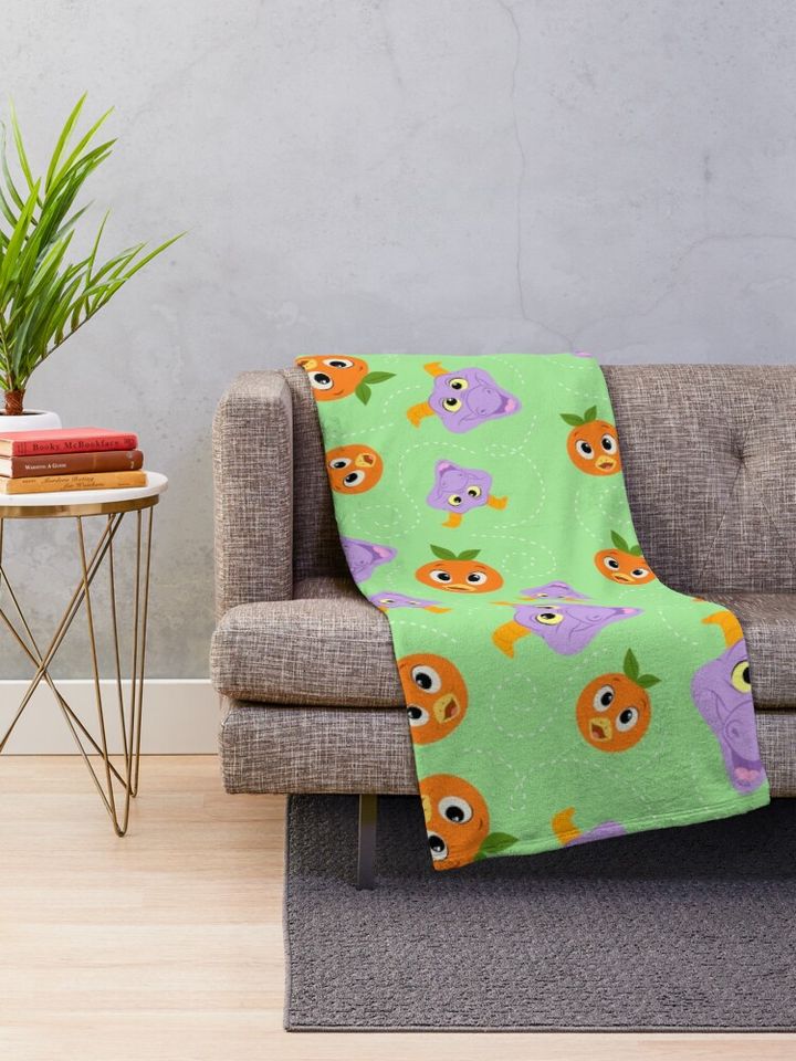 Festival Fresh - Figment and orange bird (green) Throw Blanket