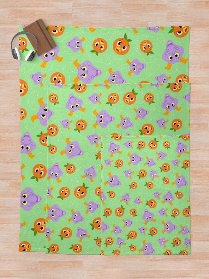 Festival Fresh - Figment and orange bird (green) Throw Blanket