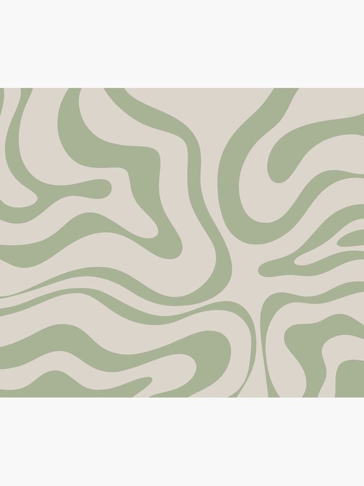 Liquid Swirl Abstract Pattern in Beige and Sage Green Shower Curtain
