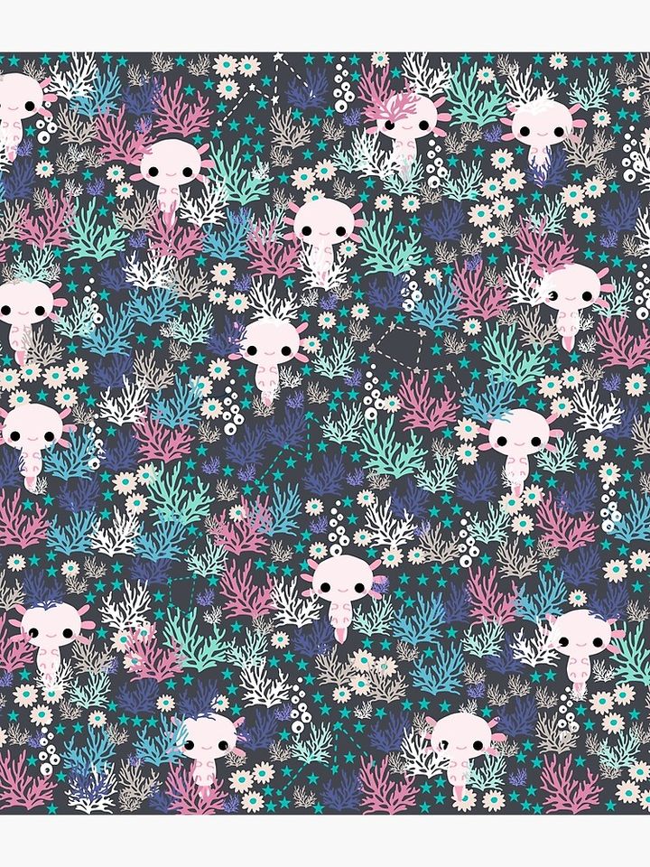 Cute Axolotl and Coral Pattern Backpack