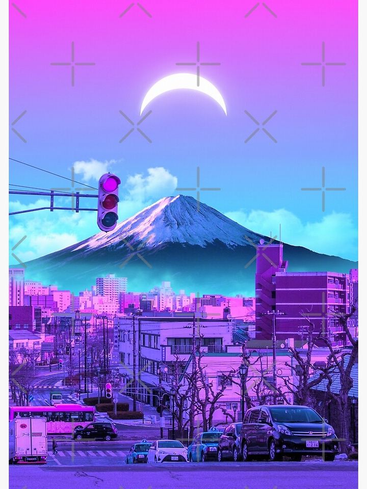 Vaporwave Fuji Premium Matte Vertical Poster