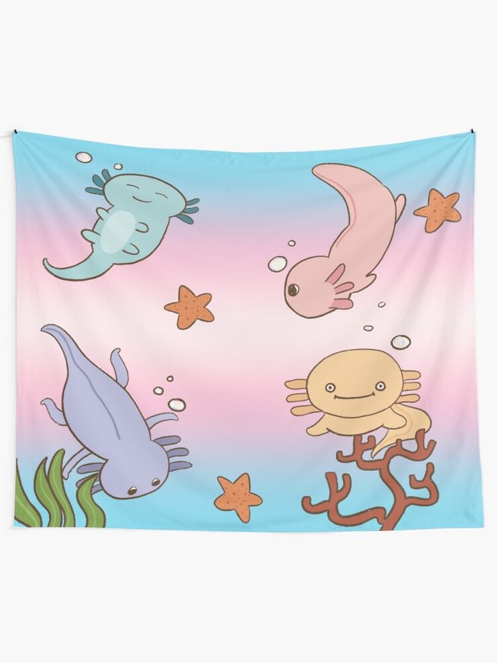 cotton candy sky axolotl Tapestry