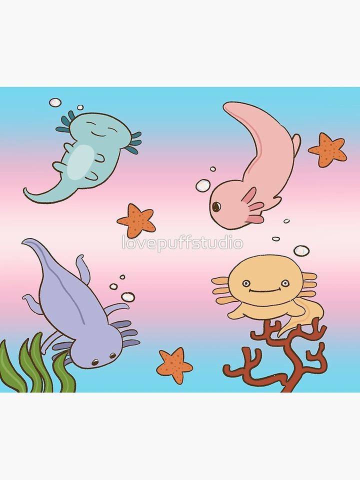 cotton candy sky axolotl Tapestry