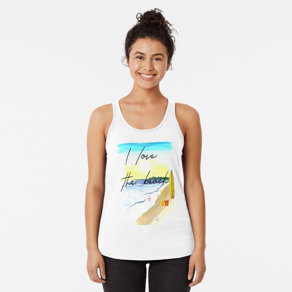 I LOVE THE BEACH  Racerback Tank Top