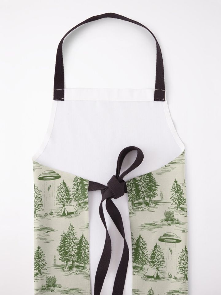 Green Alien Abduction Toile De Jouy Pattern Apron