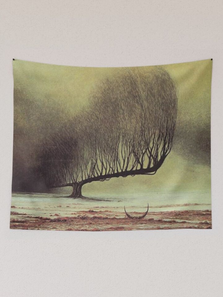 Untitled (Lone Tree), by Zdzisław Beksiński Tapestry