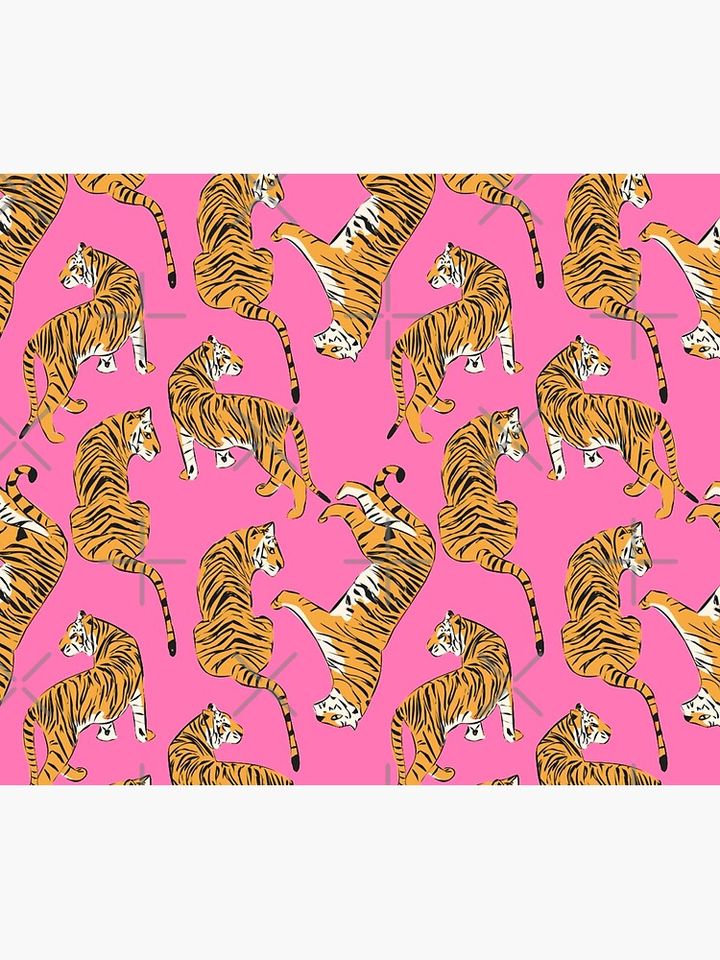 Pink Tiger Repeating Print- Preppy Modern Contemporary Shower Curtain