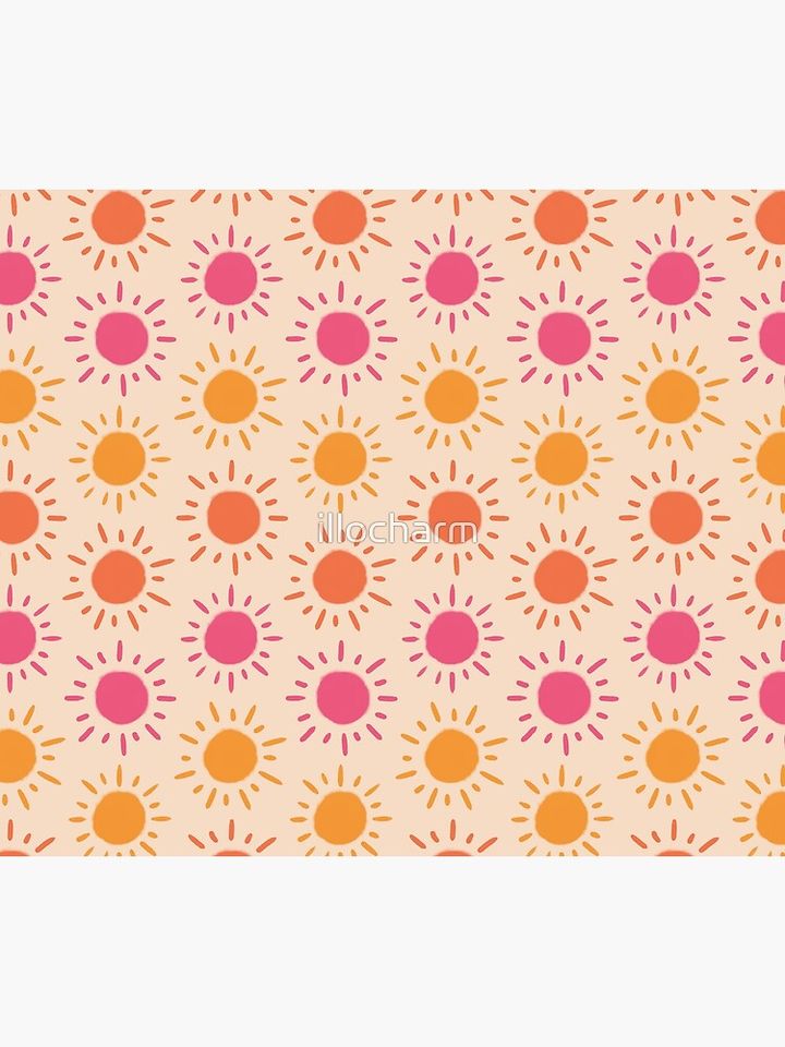 Groovy Retro Sun Pattern - Tan Orange Pink Palette Shower Curtain
