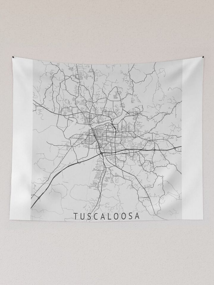 Tuscaloosa Albm US Gray City Map Tapestry