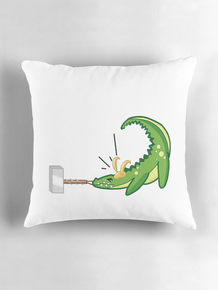 Alligator Loki with Mjolnir Pillow