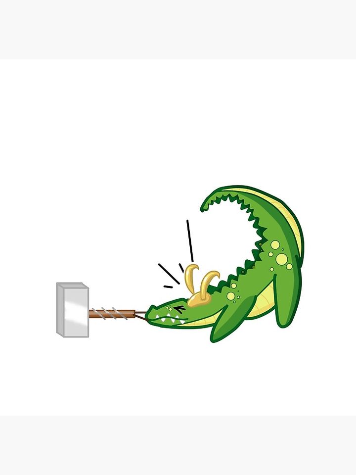 Alligator Loki with Mjolnir Pillow