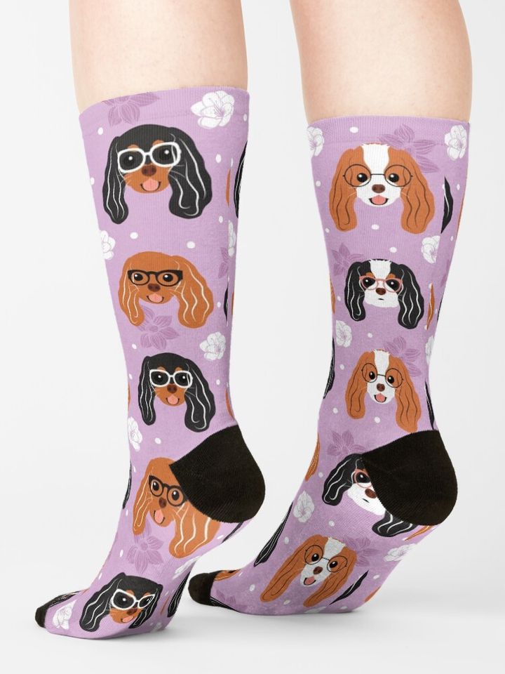 Cavalier King Charles Spaniel with Glasses Socks