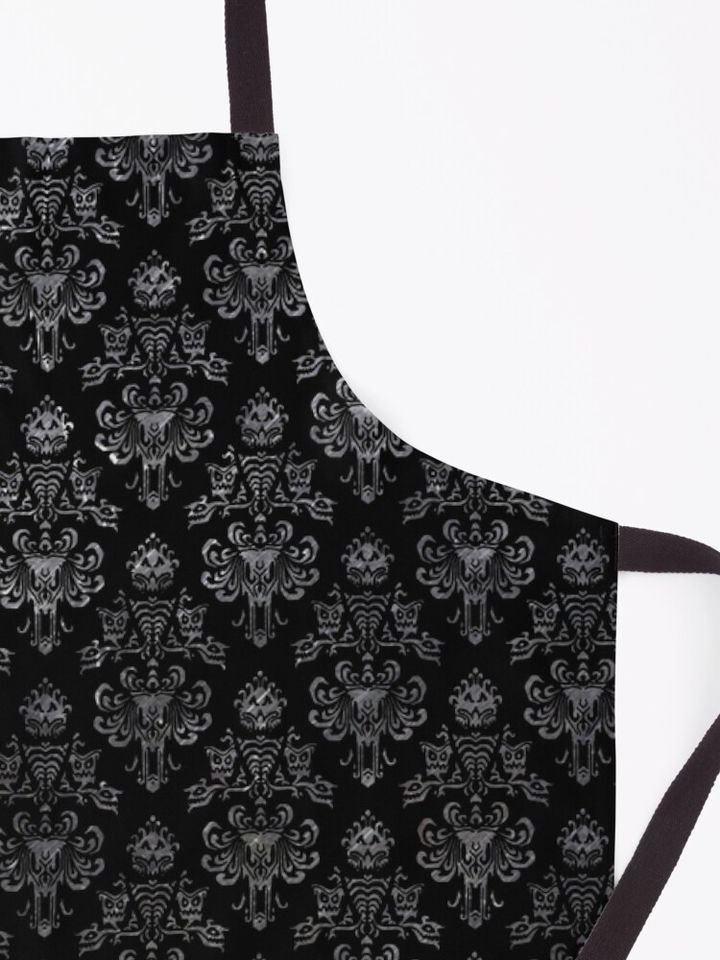 Haunted Mansion Wallpaper Black and Silver Apron