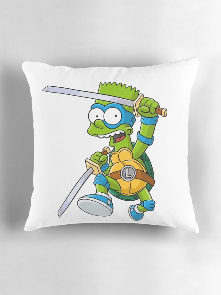 Ninja Turtle Bart - TMNT - SIMPSONS Pillow, simpson throw pillows decor, Gift for Fan