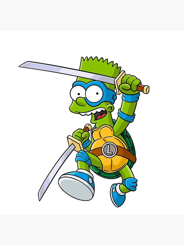Ninja Turtle Bart - TMNT - SIMPSONS Pillow, simpson throw pillows decor, Gift for Fan